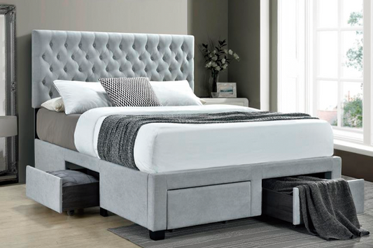 Soledad Upholstered Queen Storage Panel Bed Light Grey 305878Q