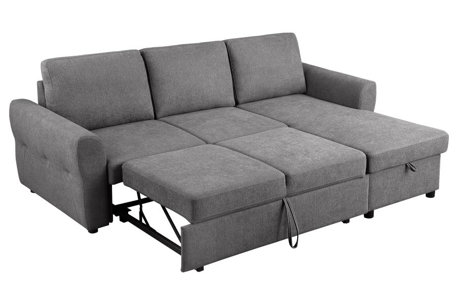 Samantha Upholstered Storage Sleeper Sectional Sofa Grey 511088