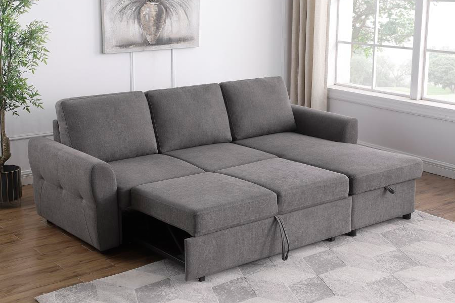 Samantha Upholstered Storage Sleeper Sectional Sofa Grey 511088