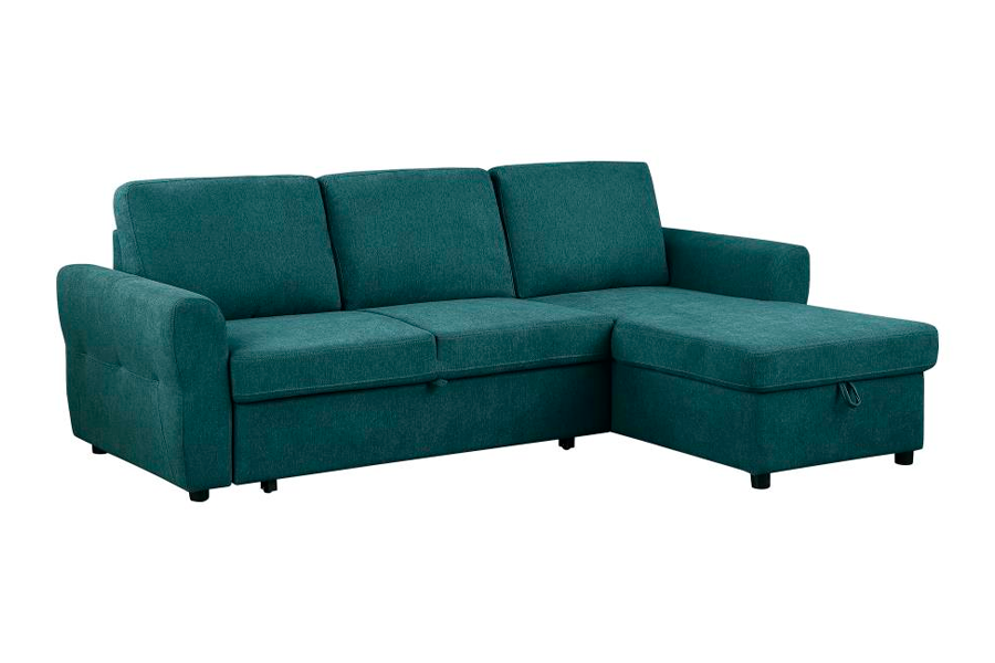 Samantha Upholstered Storage Sleeper Sectional Sofa Teal