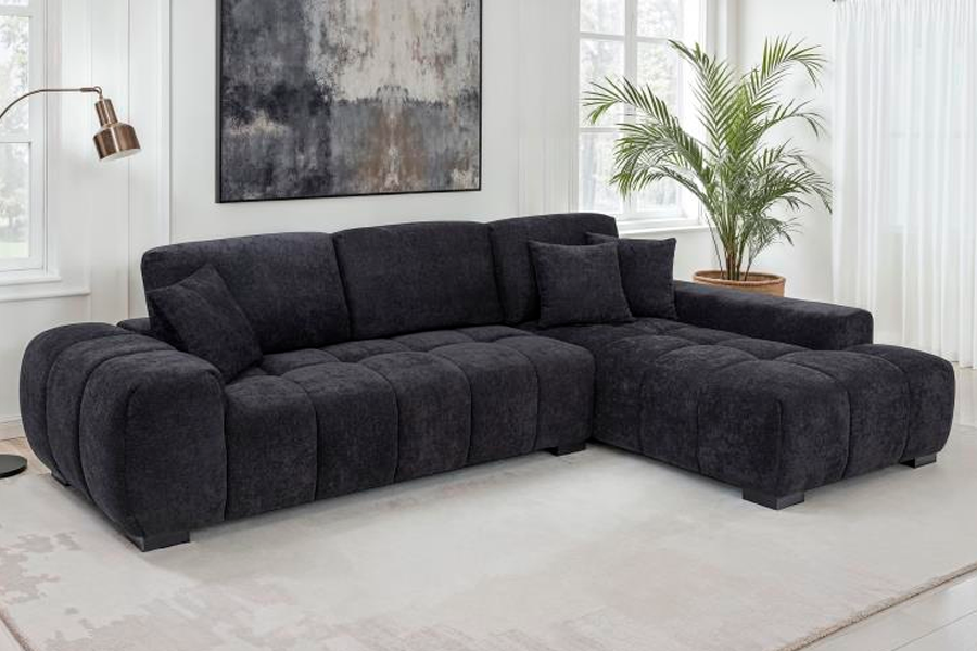Octavia Upholstered Sectional Chaise Sofa Black 511061