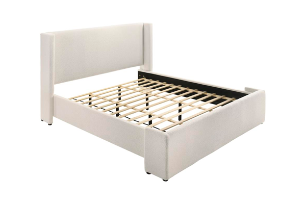 Alamosa Boucle Upholstered Eastern King Platform Bed White 310078KE