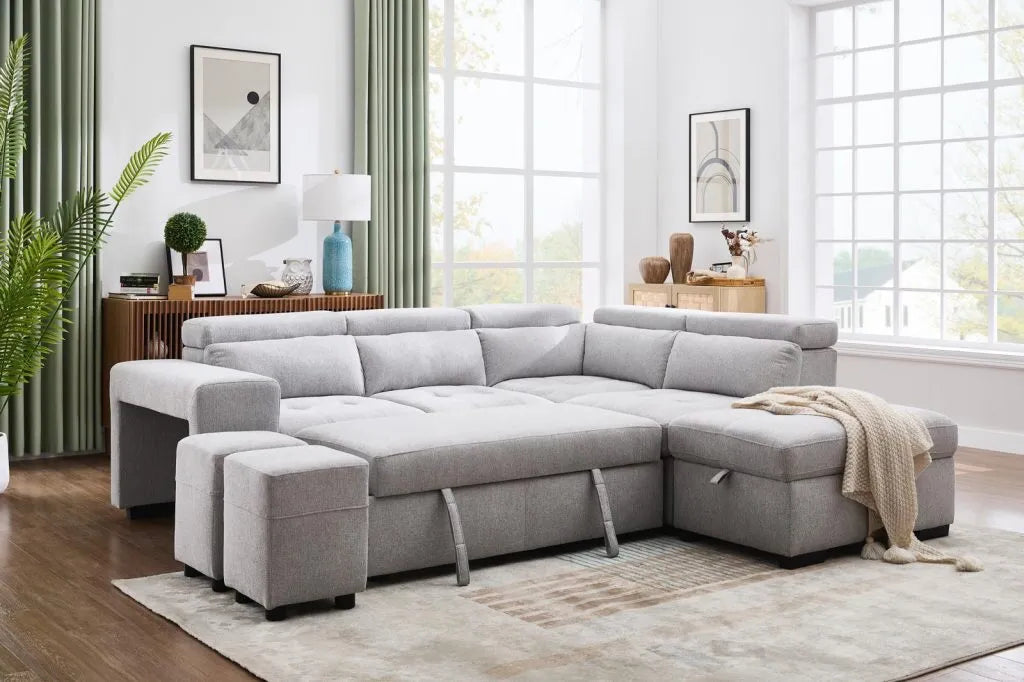 POSITANO Sectional in Dark or Light Grey and Left or Right - Venini Furniture 