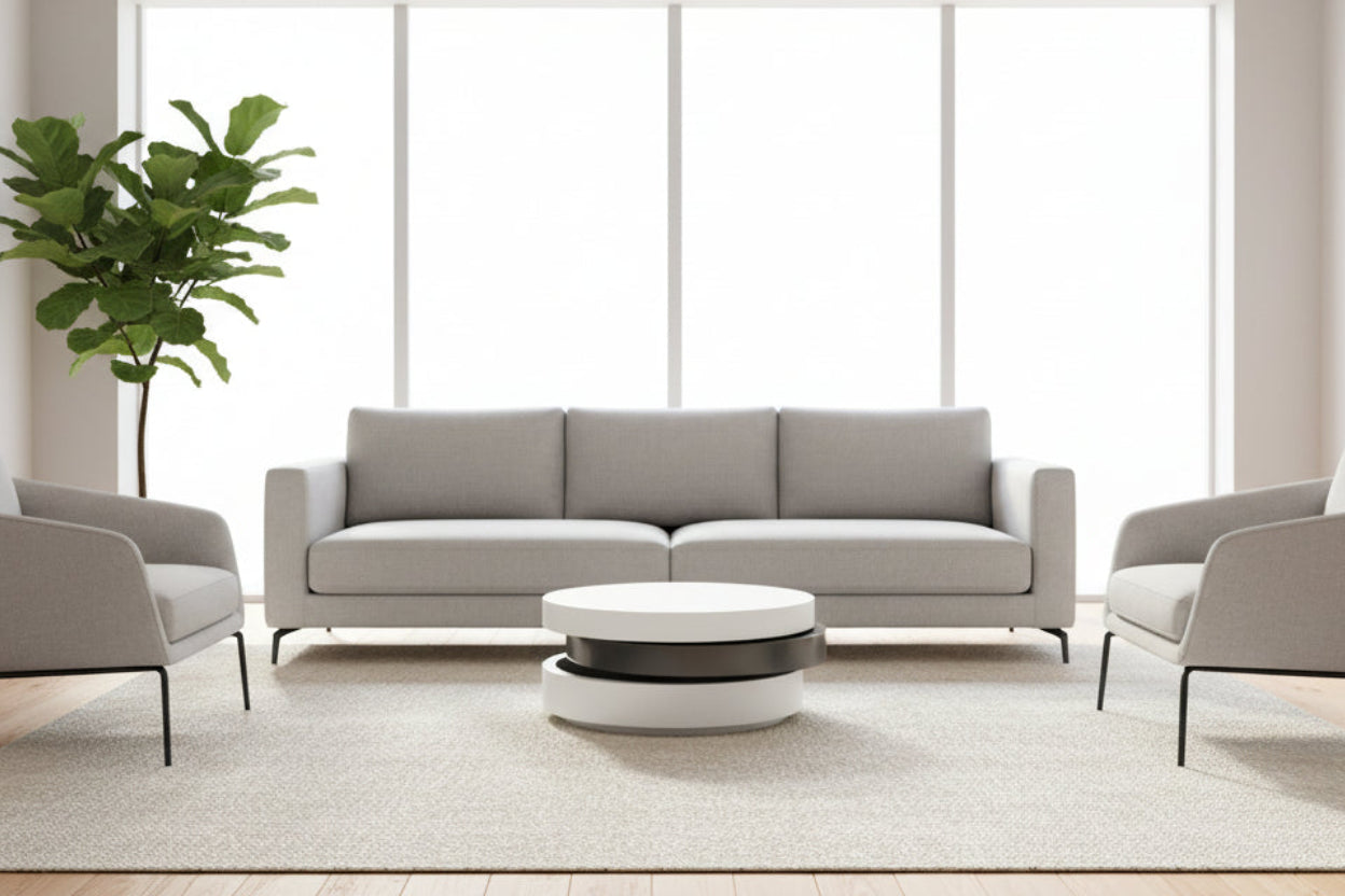 Ovvo Coffee Table All White or White and Gray - Venini Furniture 