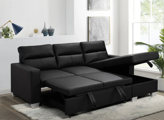 Daniel Reversible Sectional Black or White - Venini Furniture 