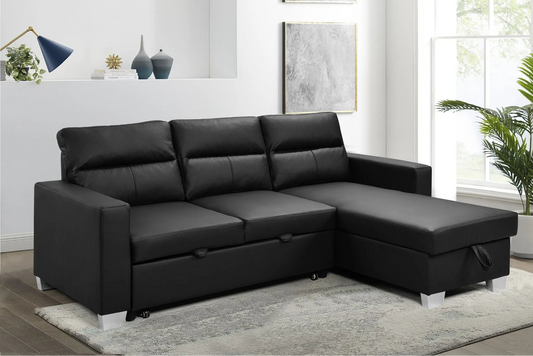 Daniel Reversible Sectional Black or White - Venini Furniture 
