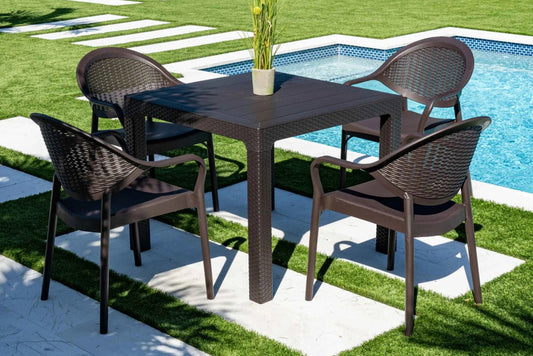 Mona 5-Piece Dining Set-Brown