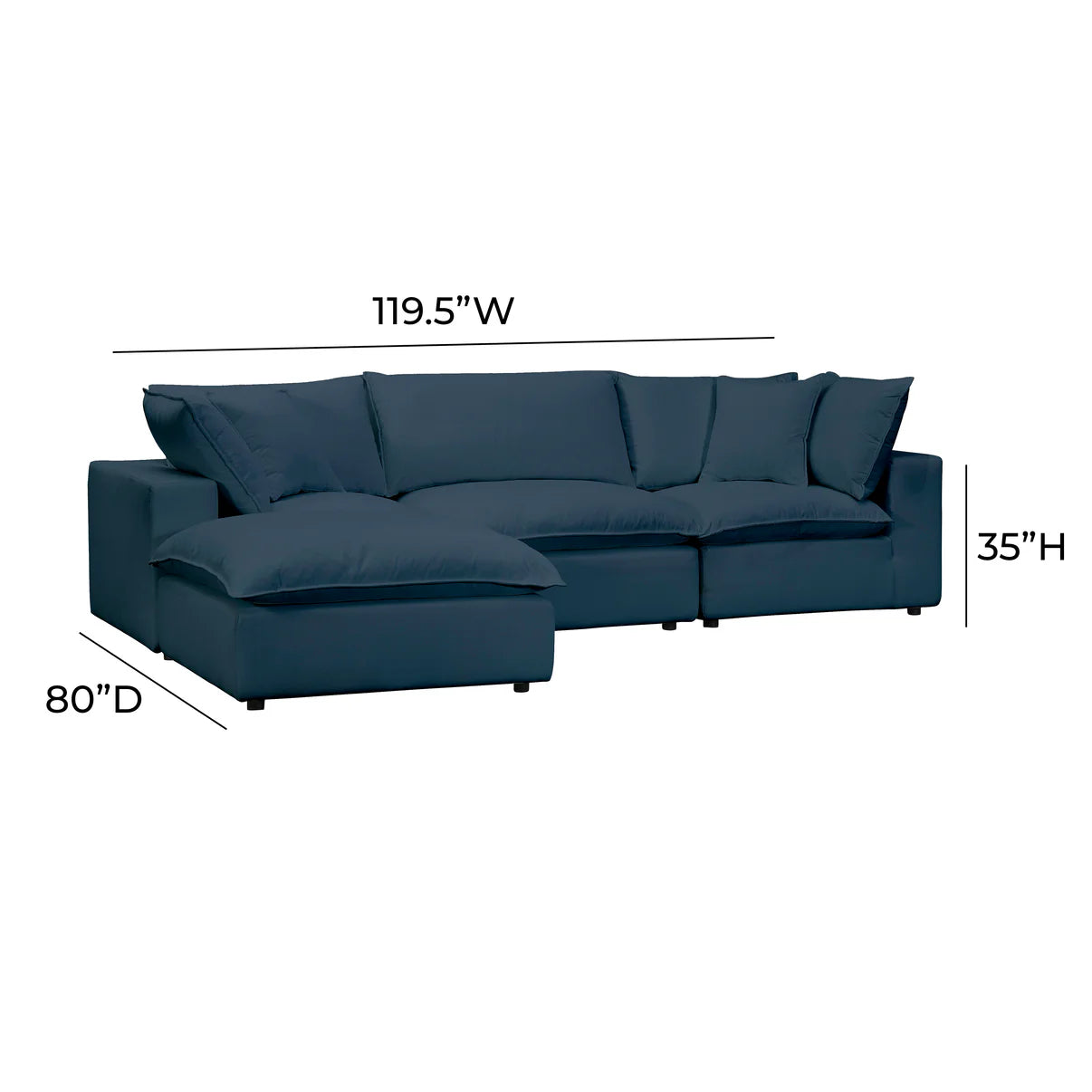 Cali 4-Piece Performance Fabric Modular Sectional