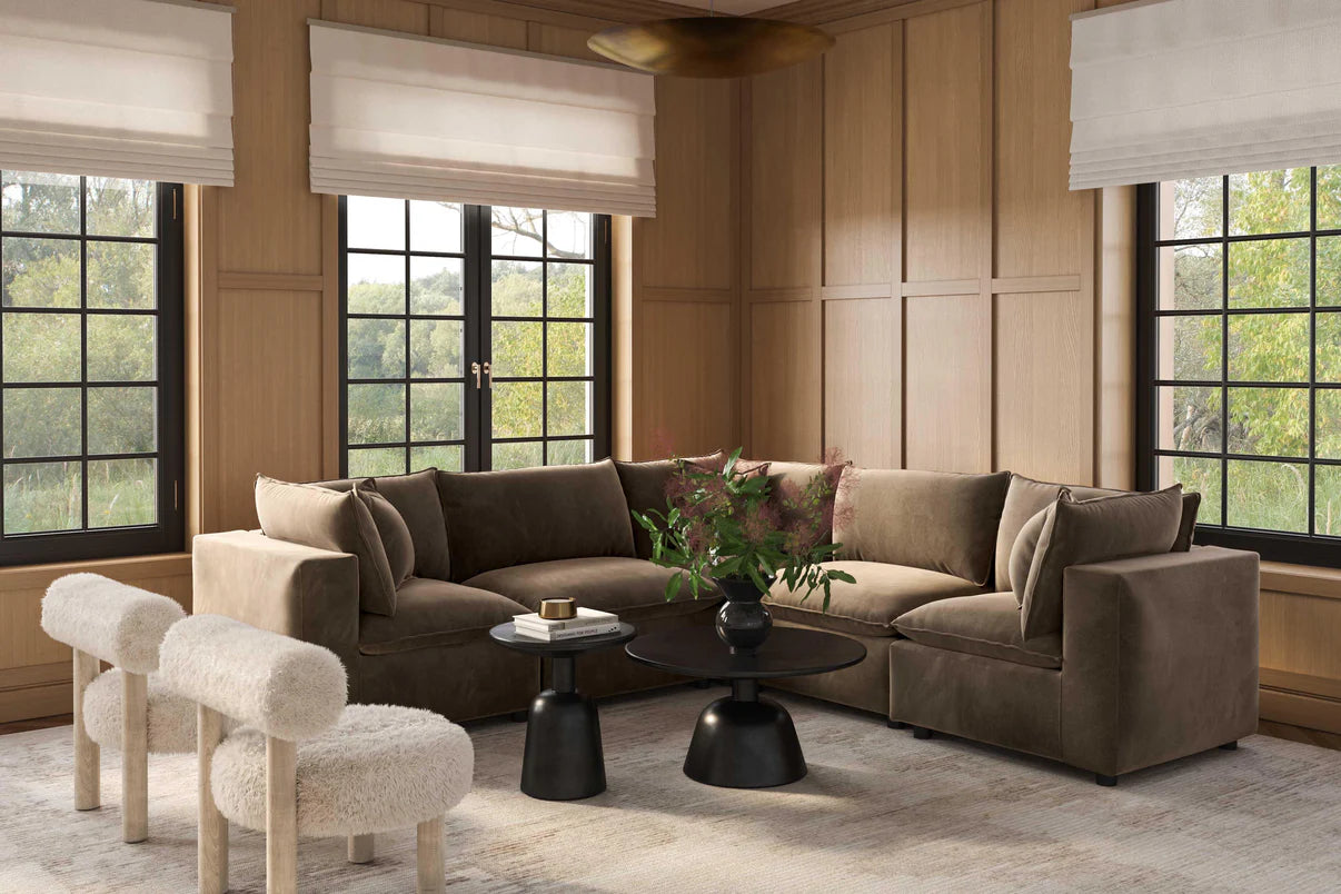 Cali 5-Piece Chocolate Brown Performance Velvet L-Sectional