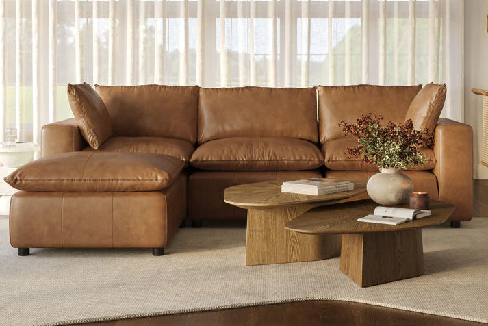 Cali 4-Piece Brown Leather Modular Sectional