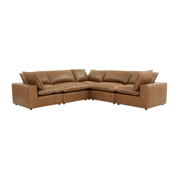 Cali 5-Piece Brown Leather Modular L-Sectional
