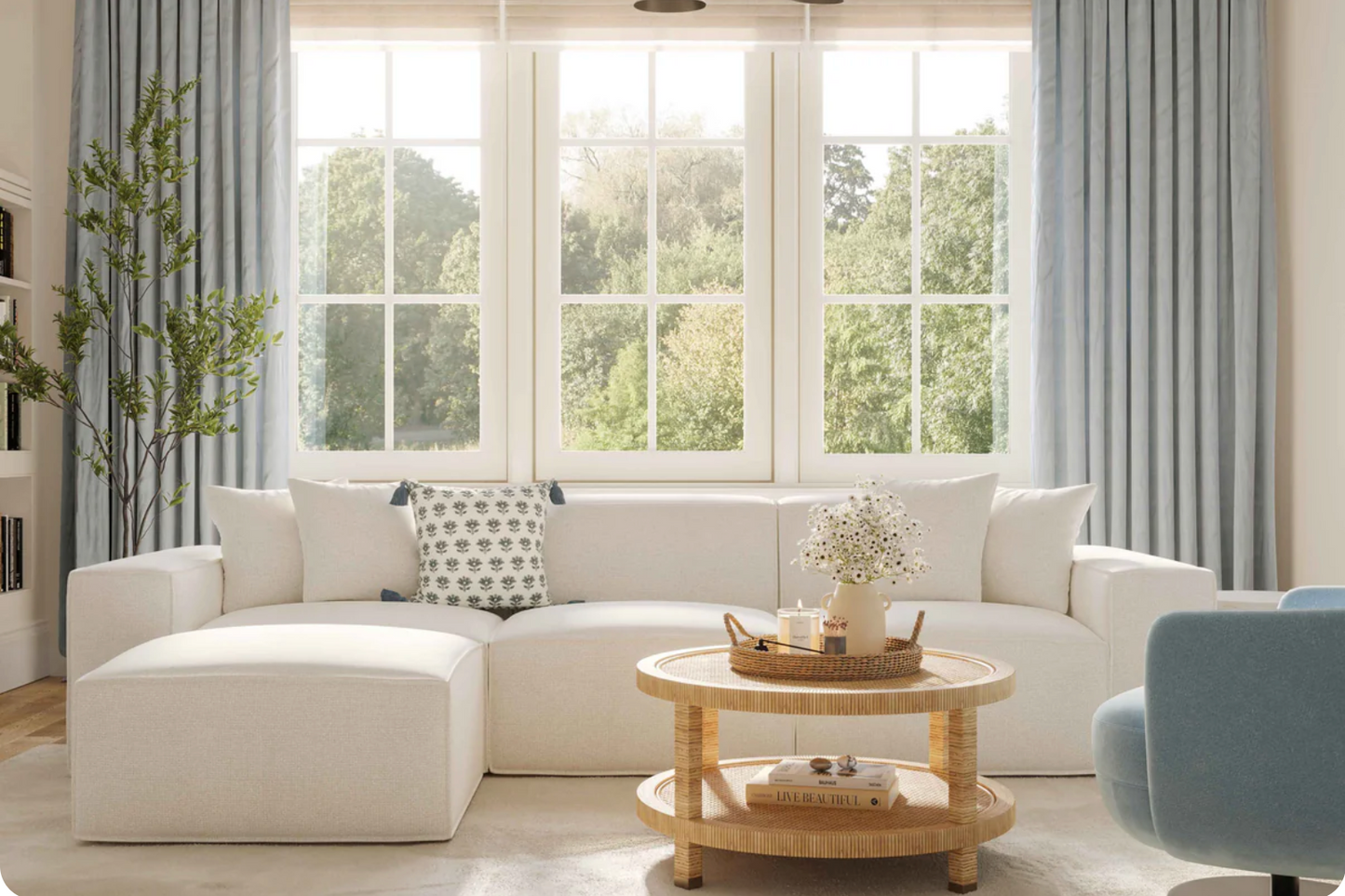 Mindy 4-Piece Chenille Basketweave Modular Sectional