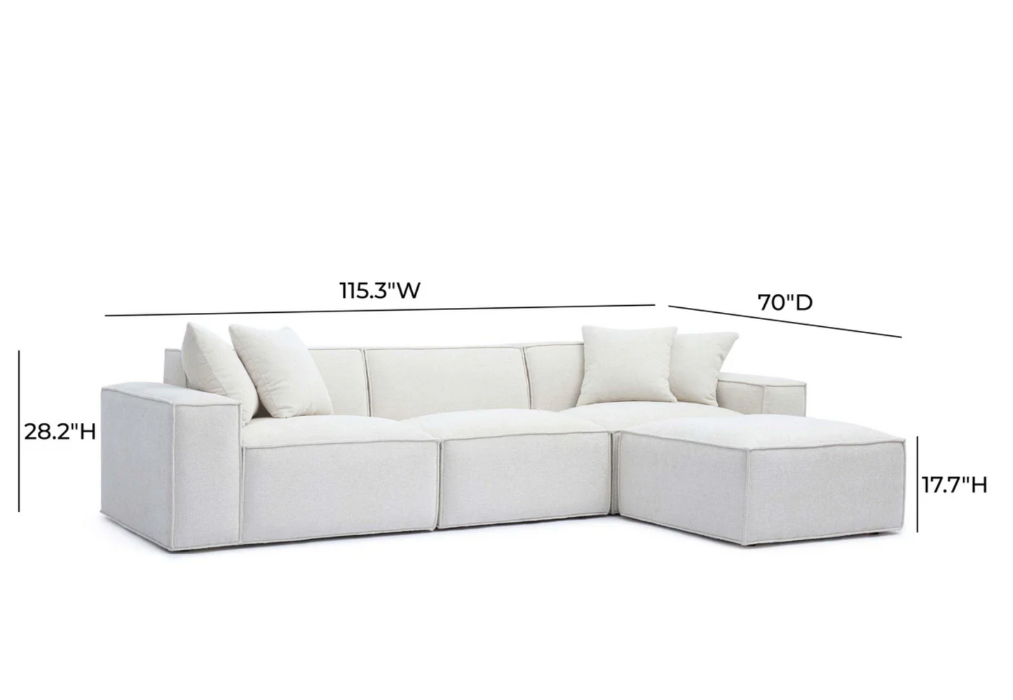 Mindy 4-Piece Chenille Basketweave Modular Sectional