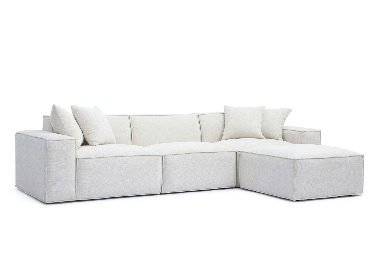 Mindy 4-Piece Chenille Basketweave Modular Sectional