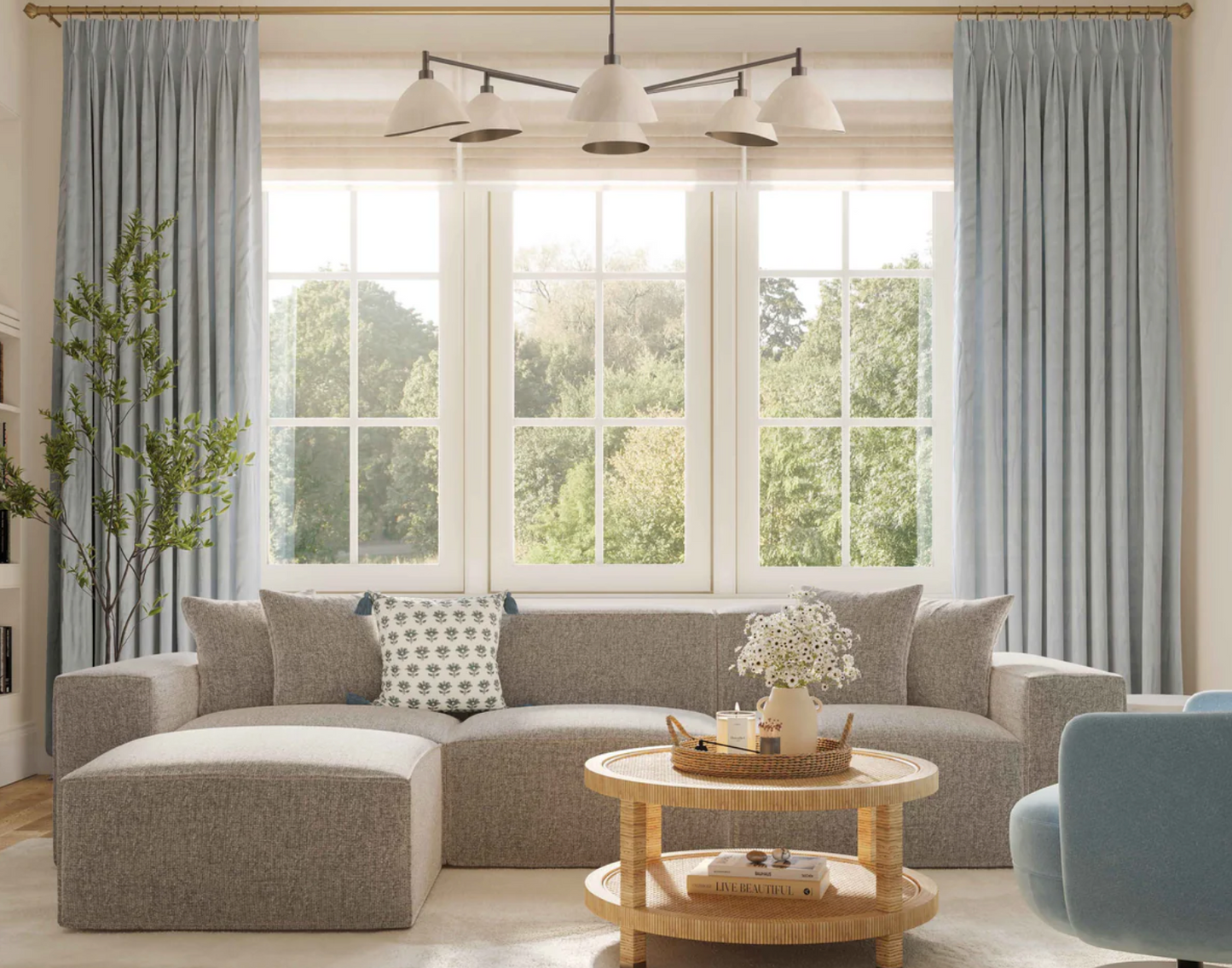 Mindy 4-Piece Chenille Basketweave Modular Sectional