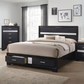 Cama Queen con paneles de almacenaje de madera Miranda, color negro 206361Q 