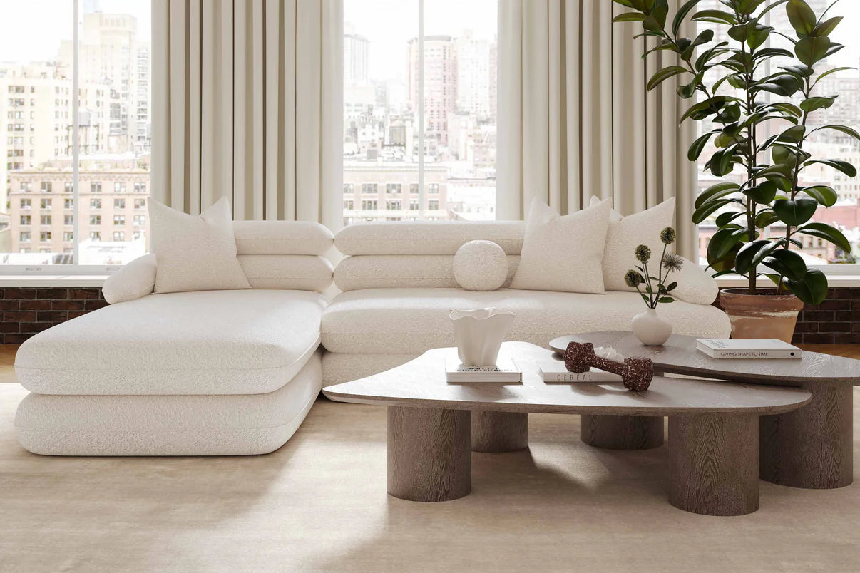 Lulu 2-Piece Cream Boucle L-Shaped Sectional