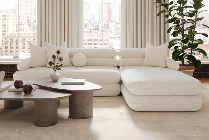 Lulu 2-Piece Cream Boucle L-Shaped Sectional