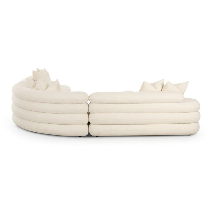 Lulu 3-Piece Cream Boucle Modular Curved L-Sectional
