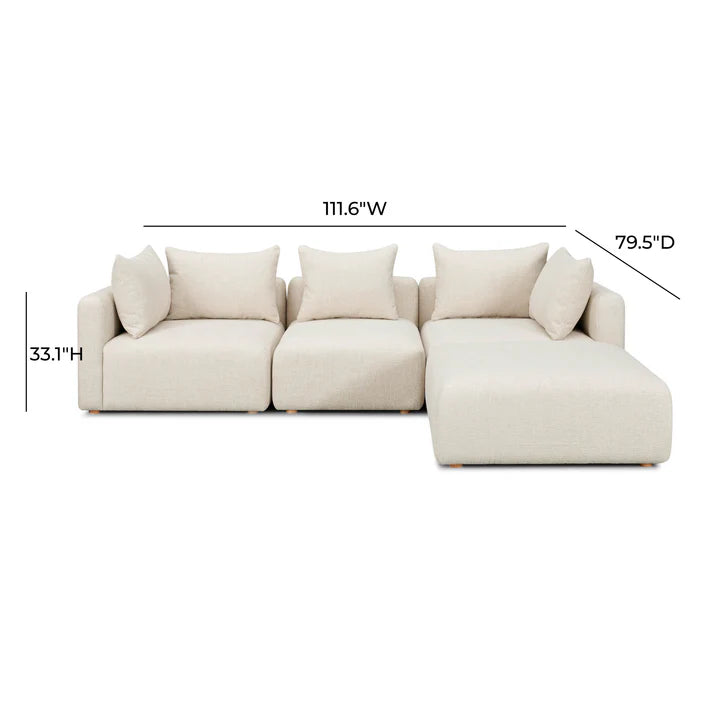 Hangover 4-Piece Heavy Textured Fabric Modular Sectional Estimated restock 3/13/2026.
