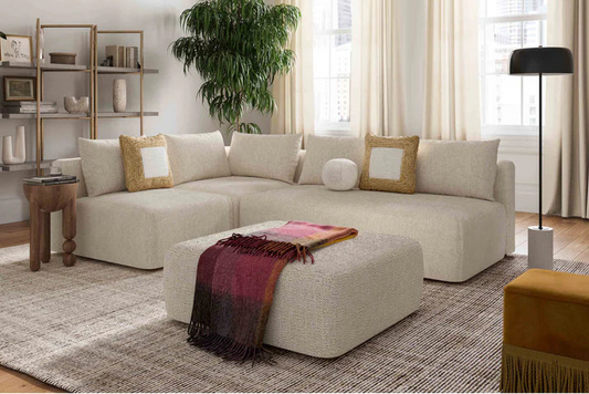 Hangover 4-Piece Heavy Textured Fabric Modular Chaise Sectional Estimated restock 3/13/2026.