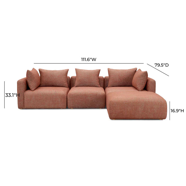 Hangover 4-Piece Heavy Textured Fabric Modular Sectional Estimated restock 3/13/2026.