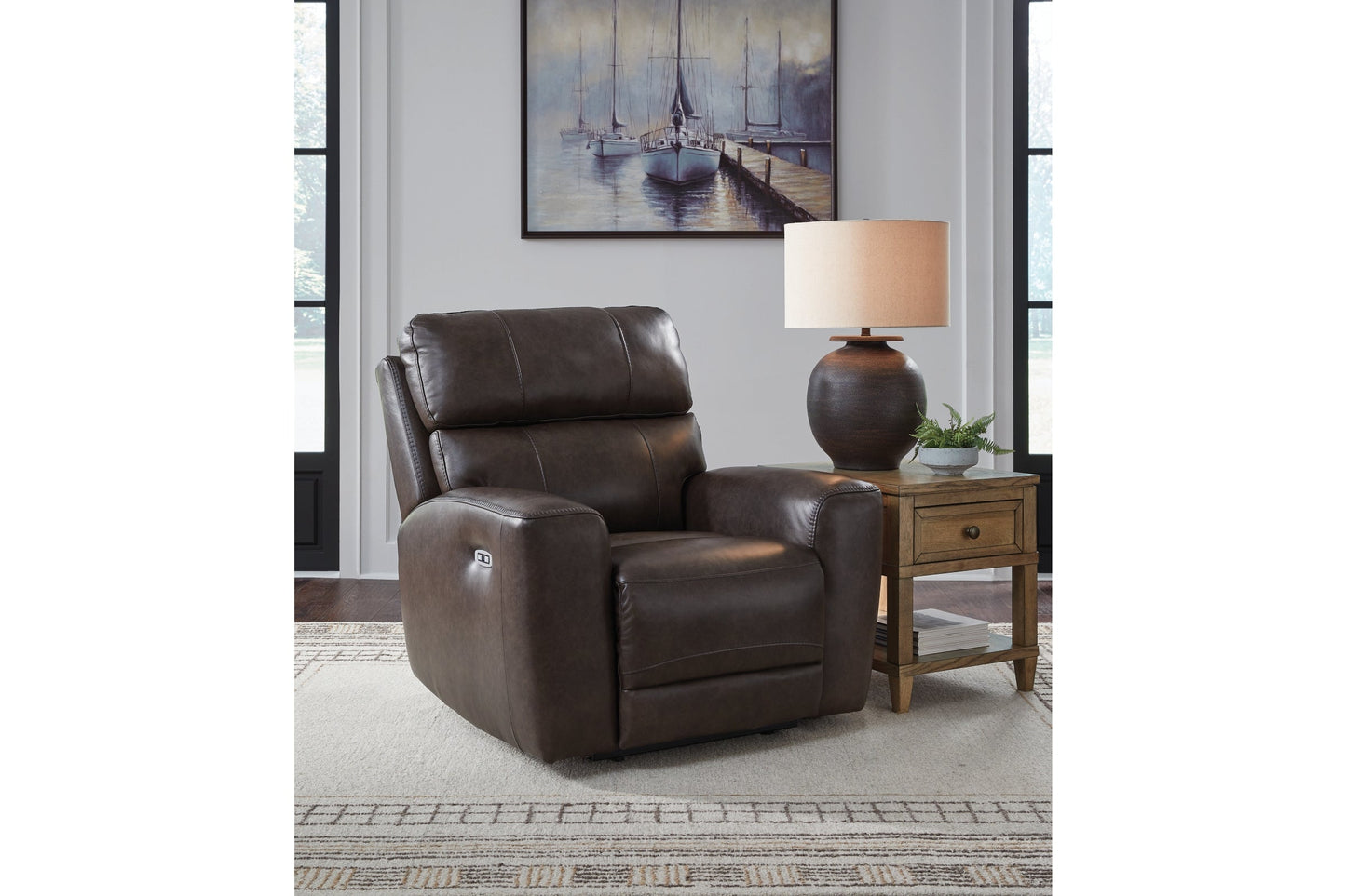 Beadel Dual Power Leather Recliner - Venini Furniture 