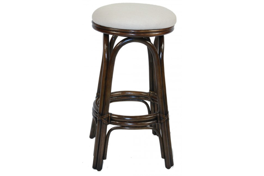 Vanessa Indoor Swivel Rattan & Wicker 24" Counter Stool in Antique Finish with Cushion