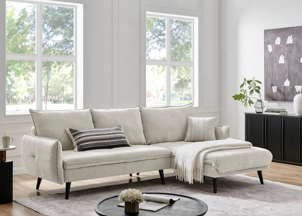 PARIS Sectional Right or Left in Beige, Light Gray or Dark Gray.