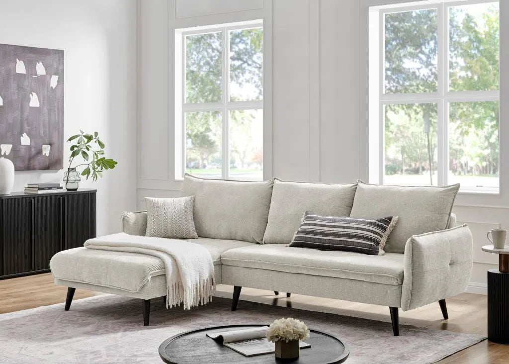 PARIS Sectional Right or Left in Beige, Light Gray or Dark Gray.