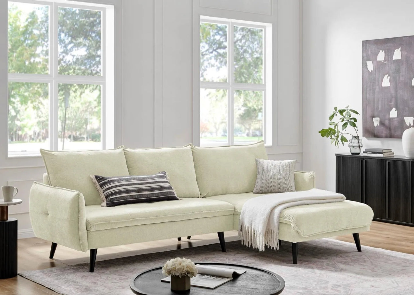 PARIS Sectional Right or Left in Beige, Light Gray or Dark Gray.
