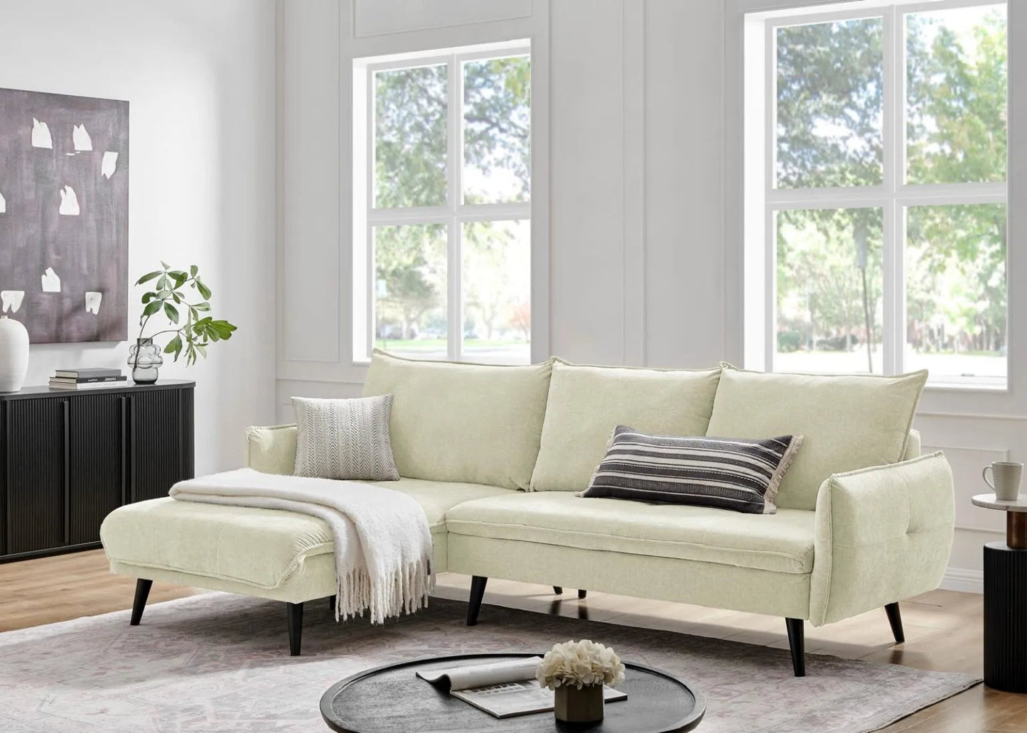 PARIS Sectional Right or Left in Beige, Light Gray or Dark Gray.