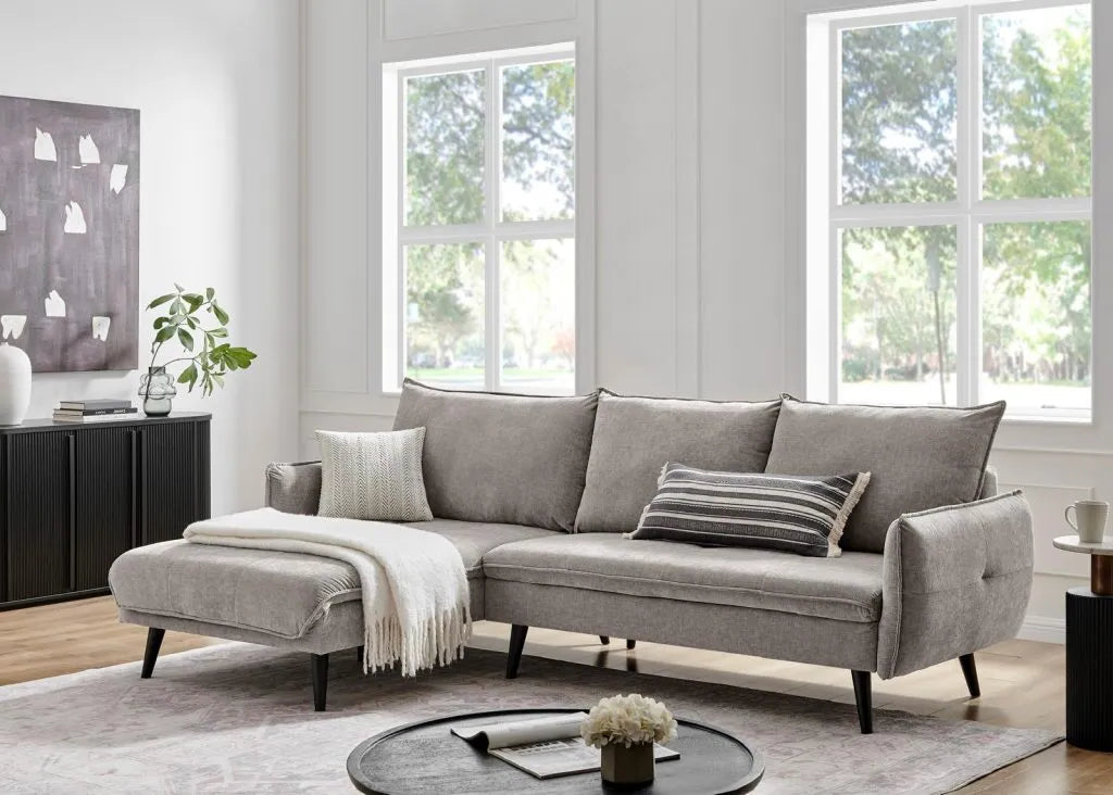 PARIS Sectional Right or Left in Beige, Light Gray or Dark Gray.