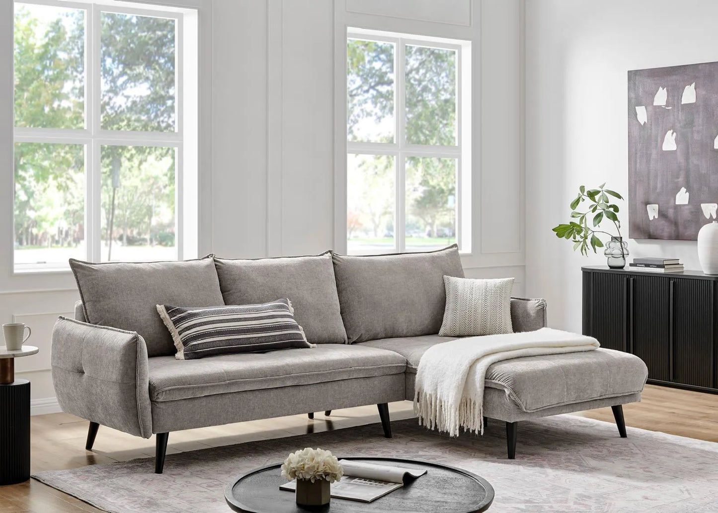 PARIS Sectional Right or Left in Beige, Light Gray or Dark Gray.