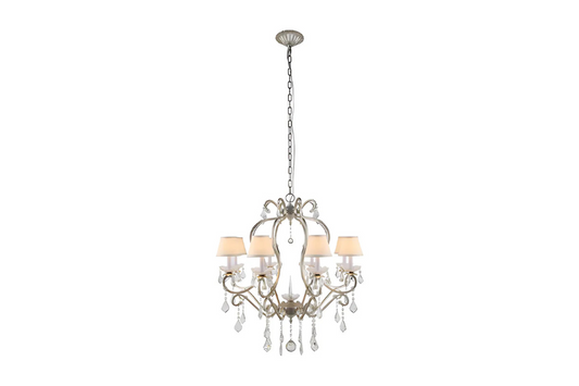 Diana 8 Light 31 inch Vintage Silver Leaf Chandelier Ceiling Light, Urban Classic