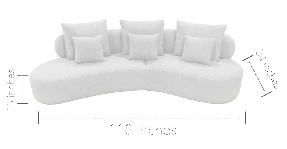 Grace Sectional Sofa with pillows Grey or White
