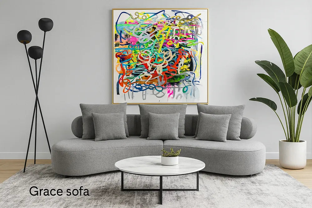 Grace Sectional Sofa with pillows Grey or White