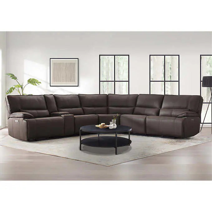 Seccional reclinable eléctrico de tela Brower con reposacabezas eléctricos