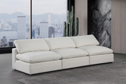 Comfy Linen Textured Fabric Sofa SKU: 187Cream-S117