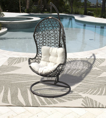 Panama Jack Hanging Chair w/metal stand & off-white cushion