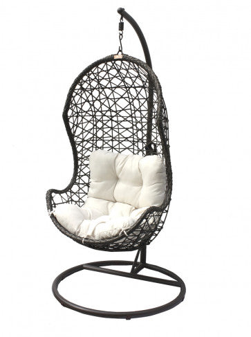 Panama Jack Hanging Chair w/metal stand & off-white cushion