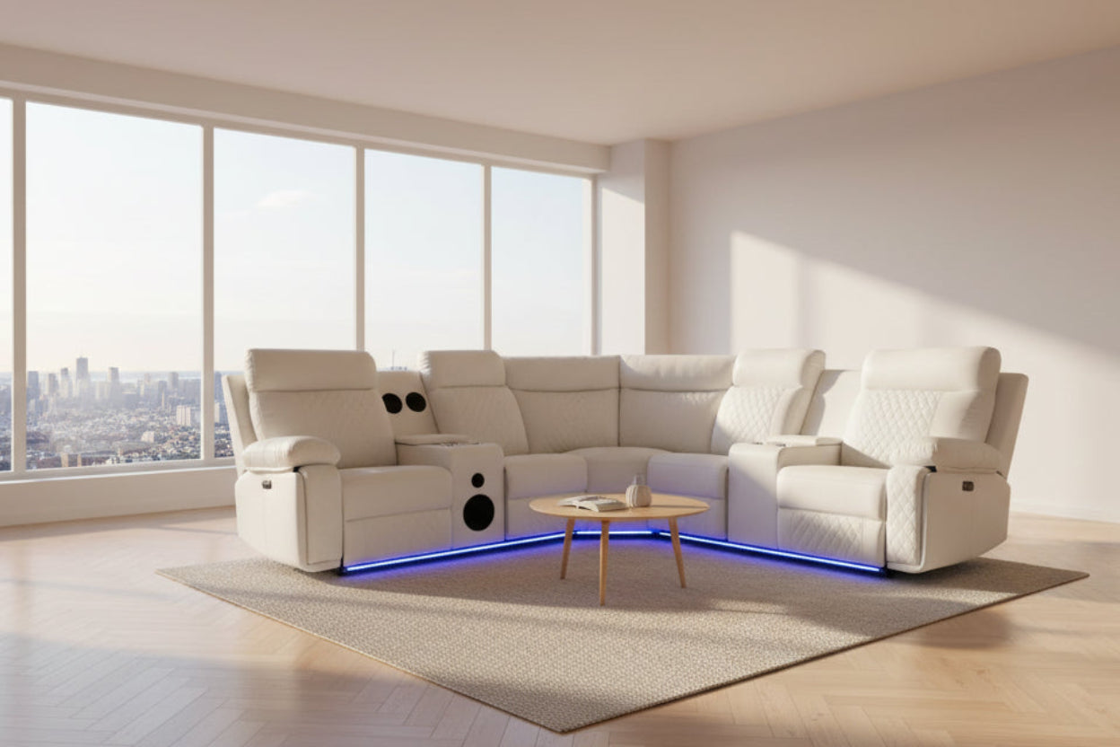 CHICAGO Power Sectional Black, Grey or white. - Venini Furniture 