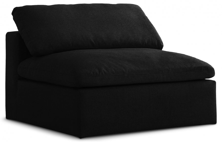 Serene Linen Textured Deluxe Modular Down Filled Cloud-Like Comfort Overstuffed Armless Chair