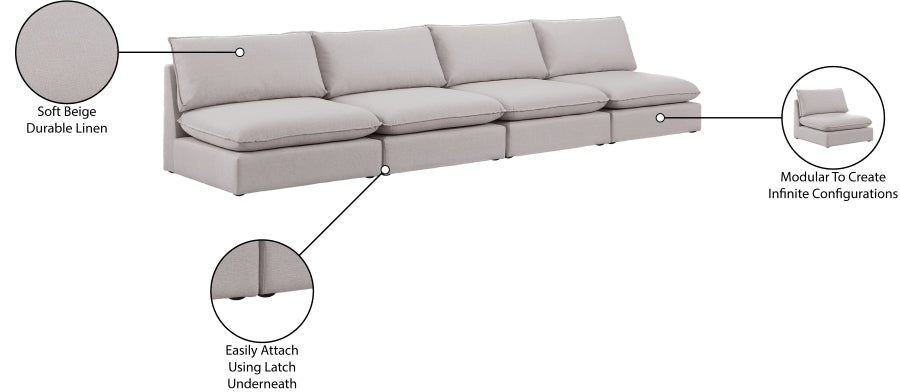 Mackenzie Linen Textured 160" Modular Sofa Model: 688-S160A