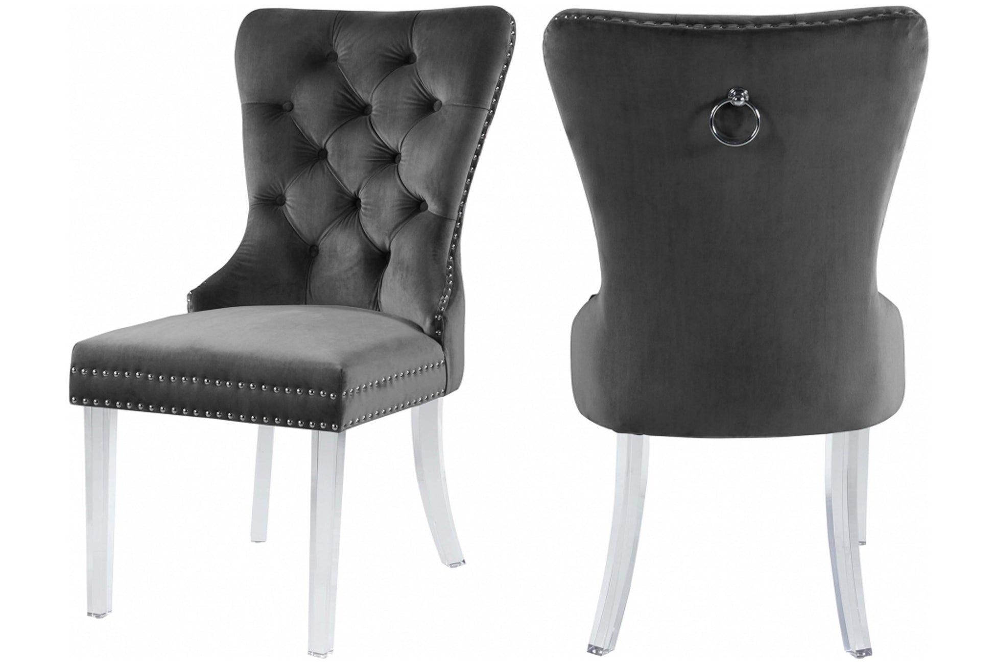 Miley Velvet Dining Chair with Acrylic Legs SKU: 746-C - Venini Furniture 