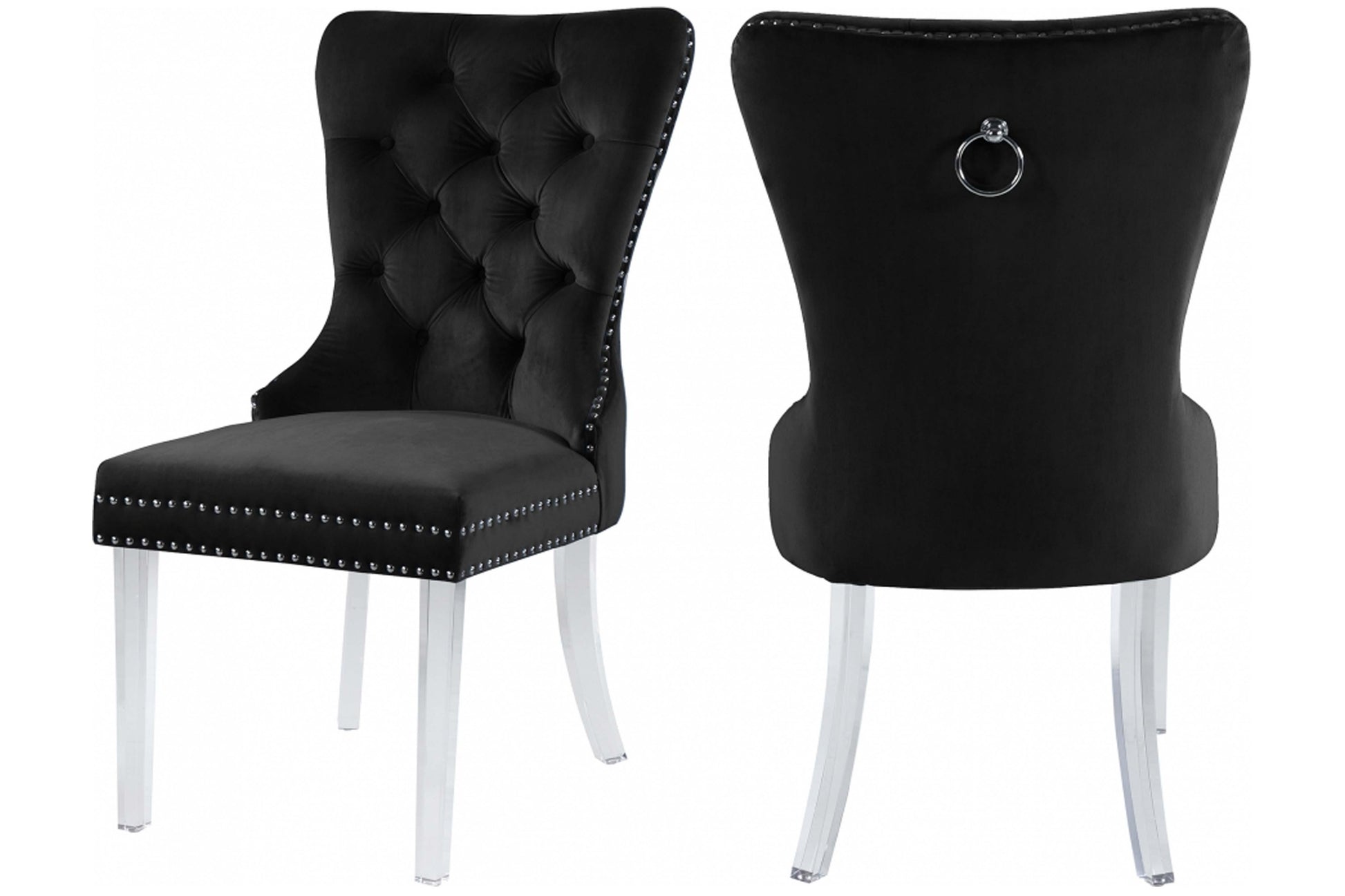 Miley Velvet Dining Chair with Acrylic Legs SKU: 746-C - Venini Furniture 
