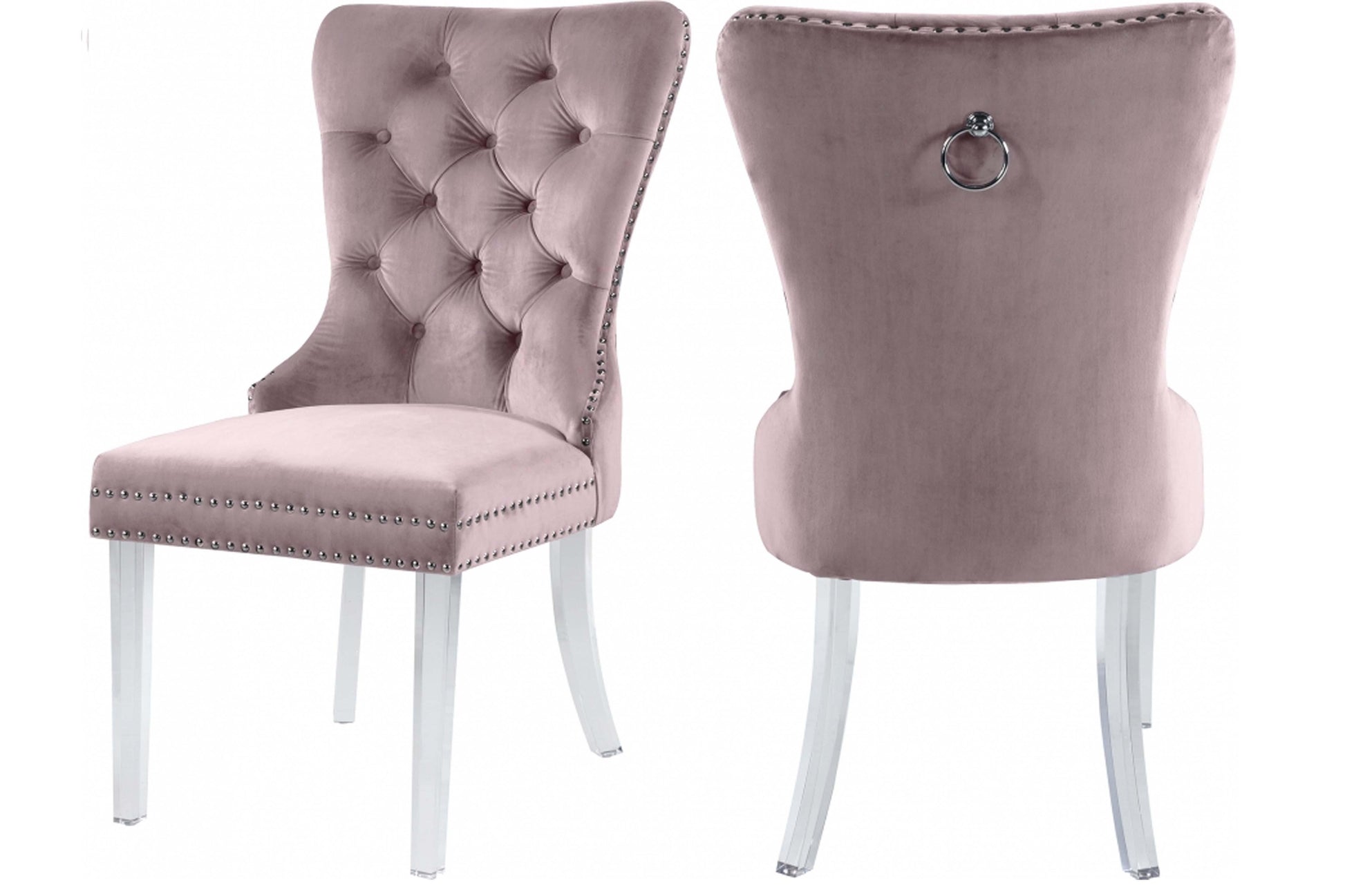 Miley Velvet Dining Chair with Acrylic Legs SKU: 746-C - Venini Furniture 