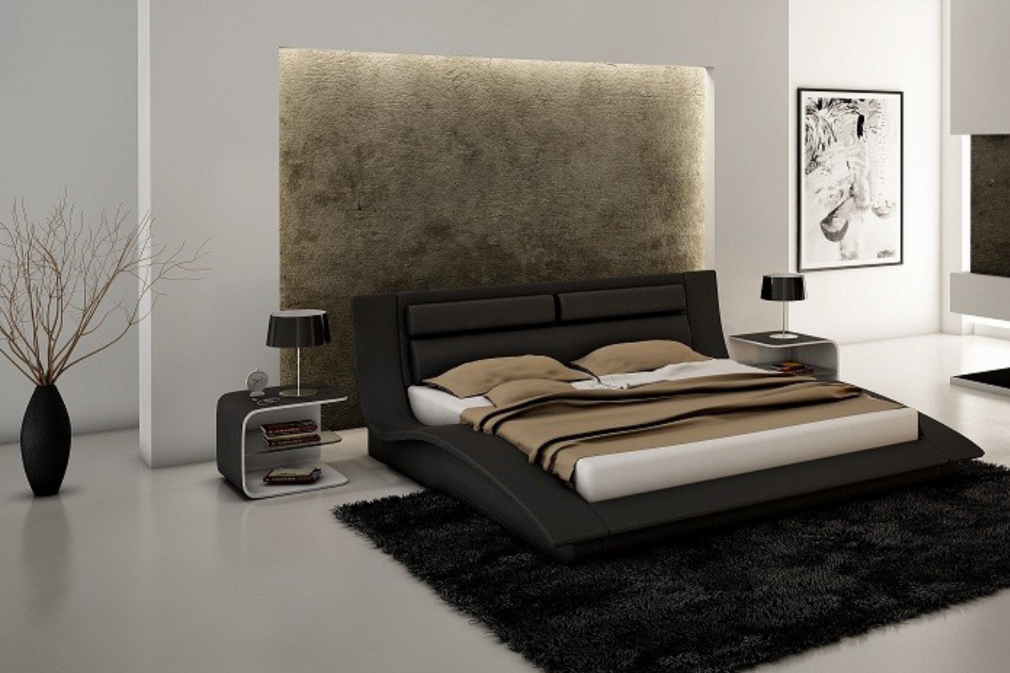 Wave Bedroom Bed in Black SKU: 17836