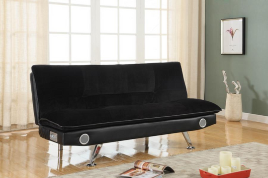 Lucca Upholstered Sofa Bed with Bluetooth Speakers Black Model 18500187