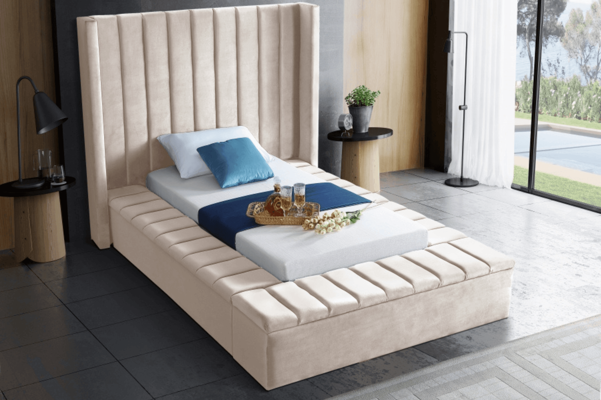 Kiki Velvet Bed SKU: Kiki - Venini Furniture 